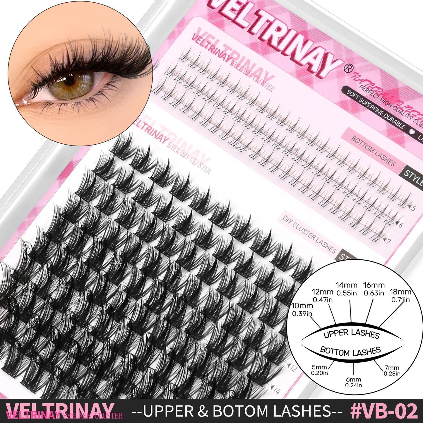 VELTRINAY Natural Lash Clusters Wispy Eyelash Clusters C Curl Individual Lashes Mix Length Natural Look Eyelashes Clusters