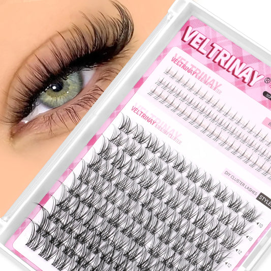 VELTRINAY Natural Lash Clusters Wispy Eyelash Clusters C Curl Individual Lashes Mix Length Natural Look Eyelashes Clusters